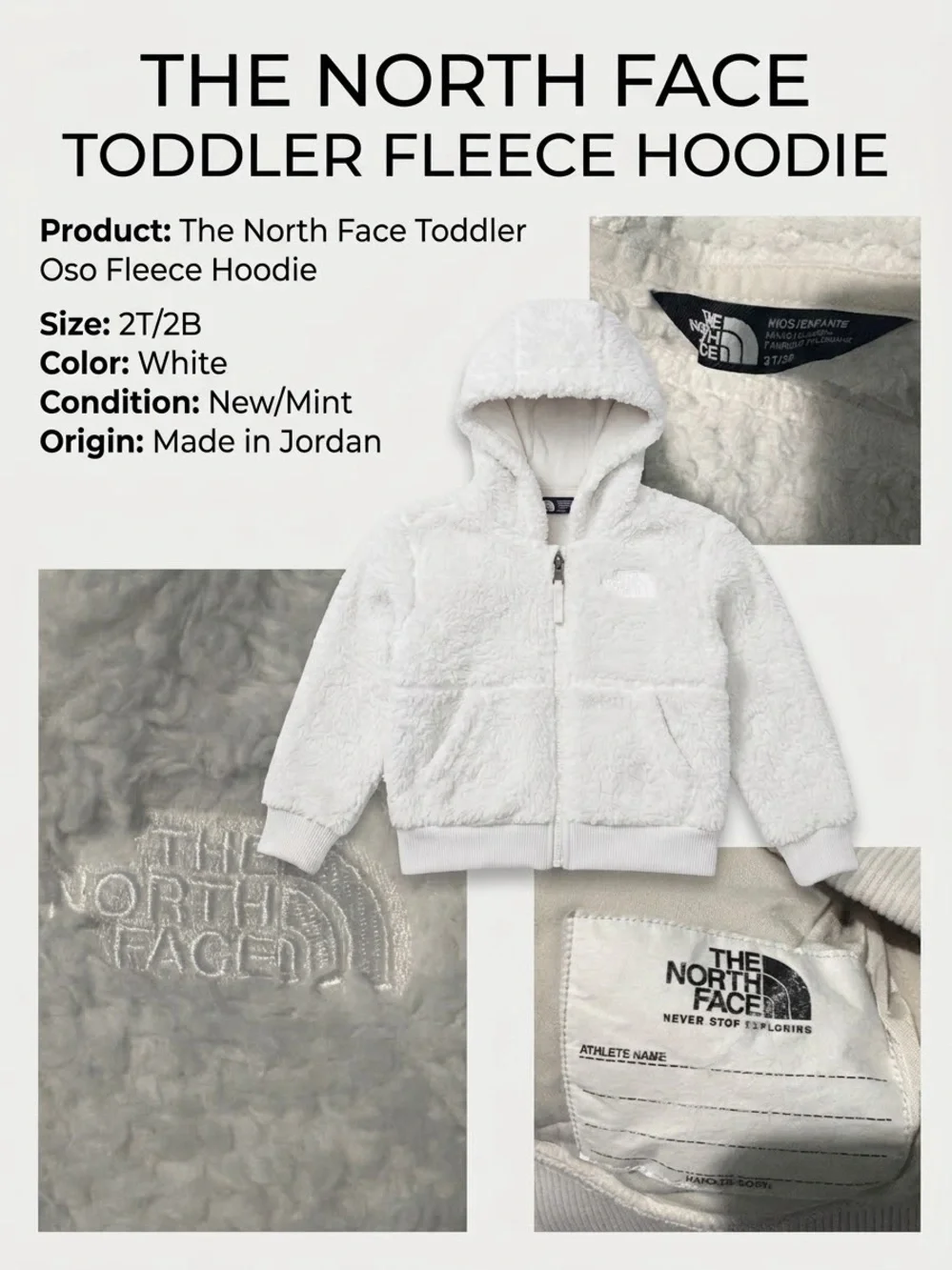 The North Face Toddler Sherpa Fleece Hoodie - White